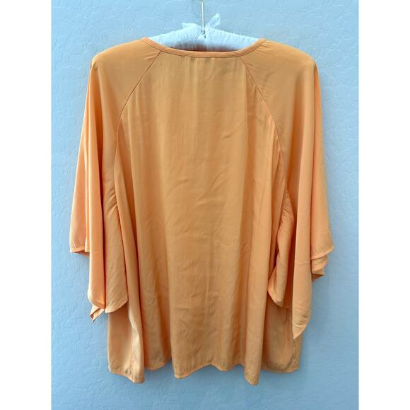 CHICO’S | Orange Flutter Sleeve Blouse Flowy Keyhole Neck | Size 3 (US 16) - Picture 4 of 6